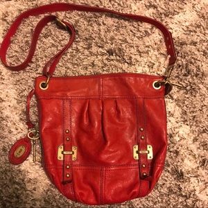 Fossil Red Leather Crossbody Purse